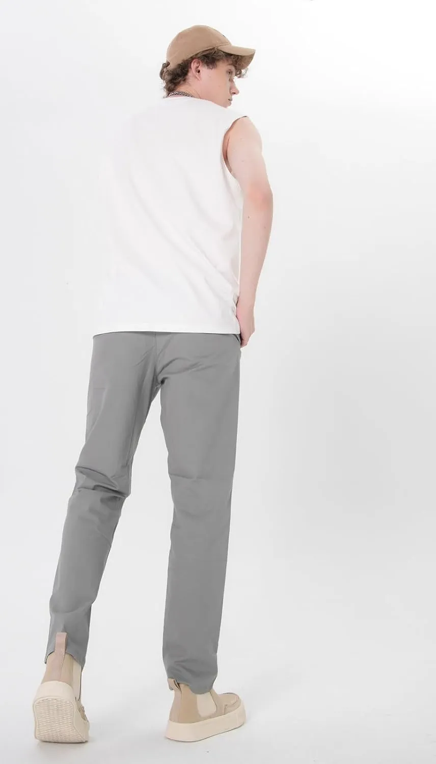 Plaid&Plain Men’s Slim Fit Khaki Pants Men’s Tapered Chino Pants