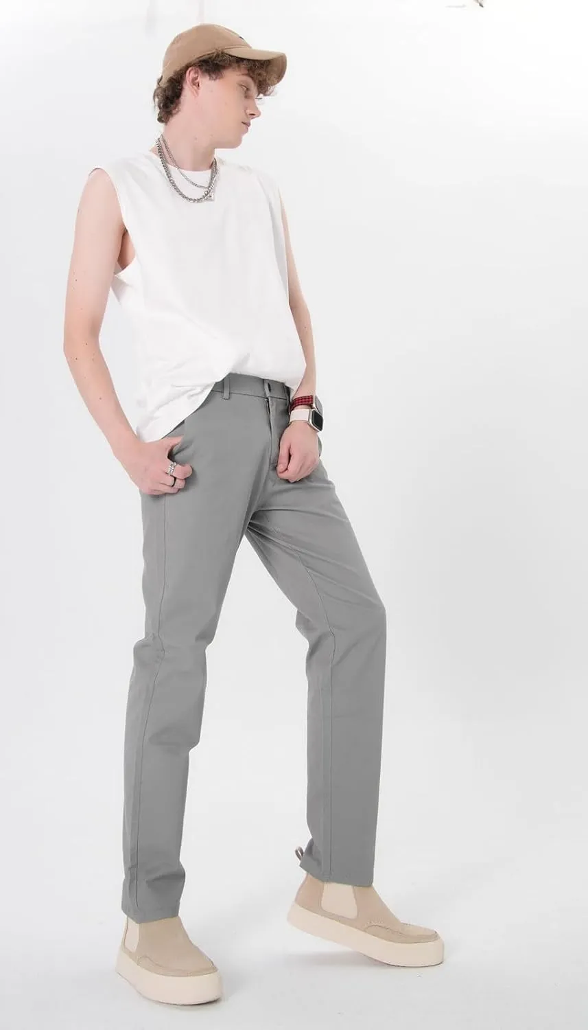 Plaid&Plain Men’s Slim Fit Khaki Pants Men’s Tapered Chino Pants
