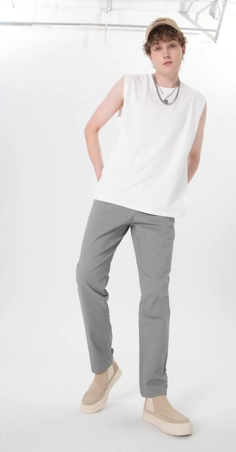 Plaid&Plain Men’s Slim Fit Khaki Pants Men’s Tapered Chino Pants