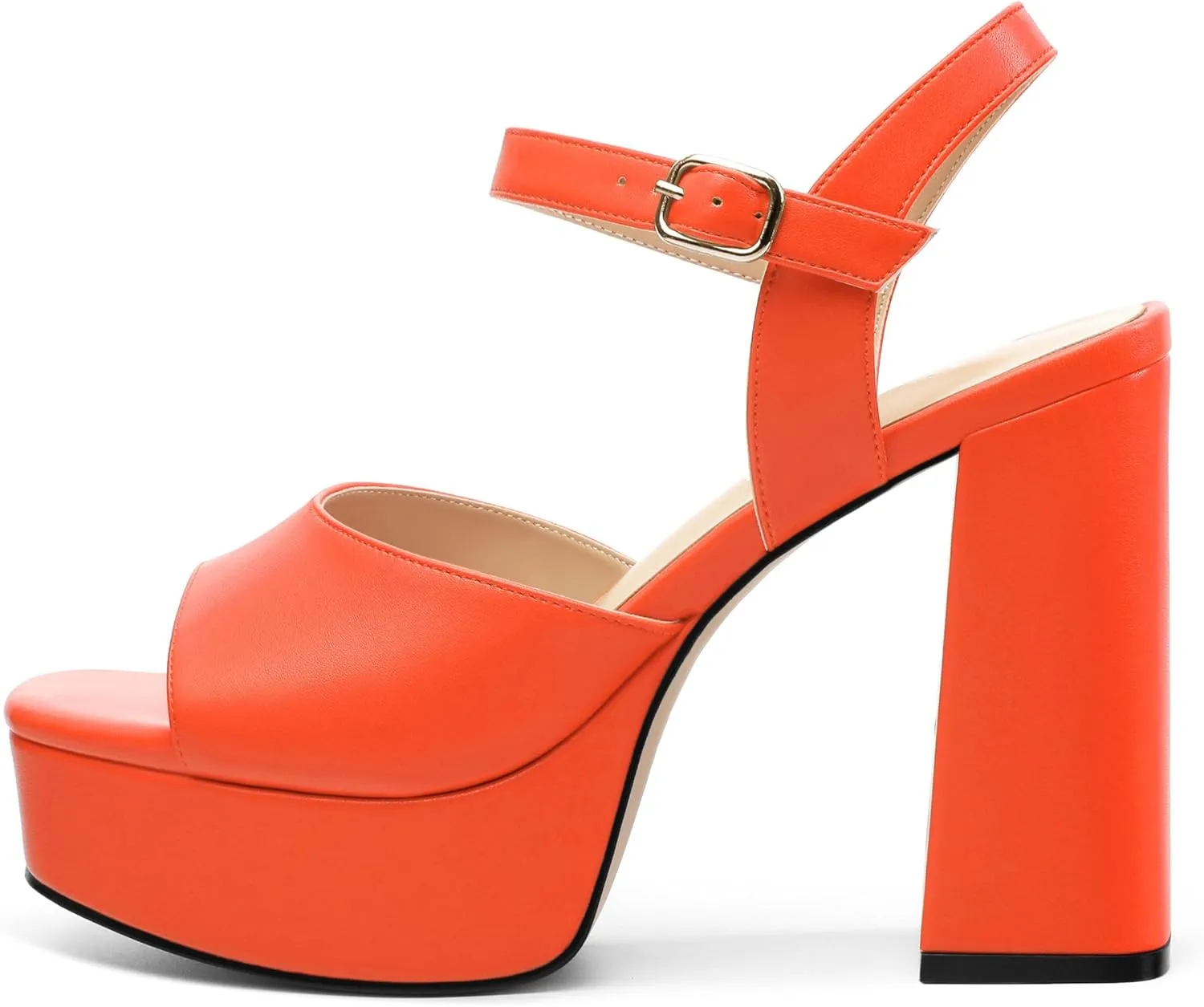 Platform Sandals High Heels for Women Comfortable Chunky Heel Square Open Toe Pumps with Adjustable Ankle Strap Women's Wedding Party Pumps