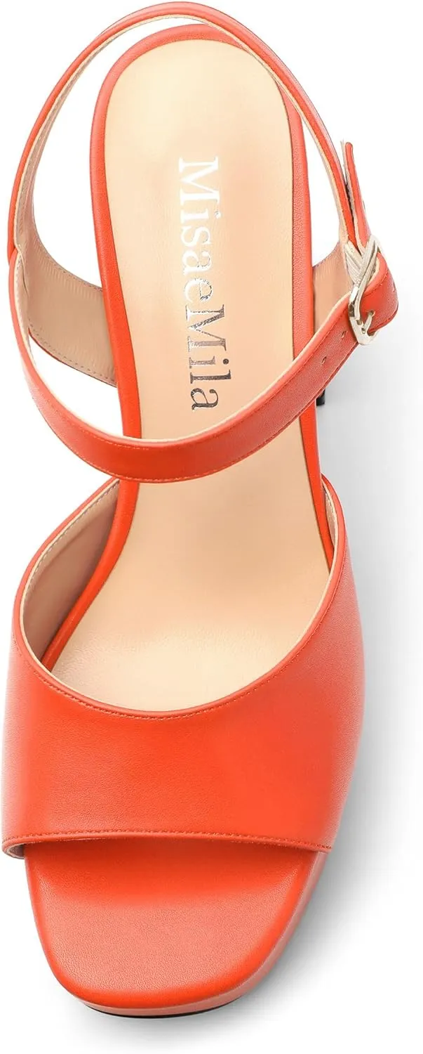 Platform Sandals High Heels for Women Comfortable Chunky Heel Square Open Toe Pumps with Adjustable Ankle Strap Women's Wedding Party Pumps