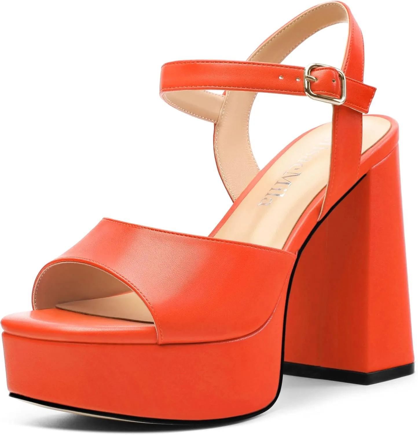 Platform Sandals High Heels for Women Comfortable Chunky Heel Square Open Toe Pumps with Adjustable Ankle Strap Women's Wedding Party Pumps