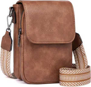 POIUGOYA Small Crossbody Bags for Women Trendy,Leather Triple Compartment Cell Phone Crossbody Wallet Purses with Card Slots