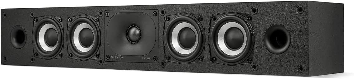 Polk Monitor XT35 Slim Center Channel Speaker - Hi-Res Audio Certified, Dolby Atmos & DTS:X Compatible, 1" Terylene Tweeter & Four 3" Dynamically Balanced Woofer, Wall-Mountable, Midnight Black