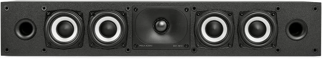 Polk Monitor XT35 Slim Center Channel Speaker - Hi-Res Audio Certified, Dolby Atmos & DTS:X Compatible, 1" Terylene Tweeter & Four 3" Dynamically Balanced Woofer, Wall-Mountable, Midnight Black