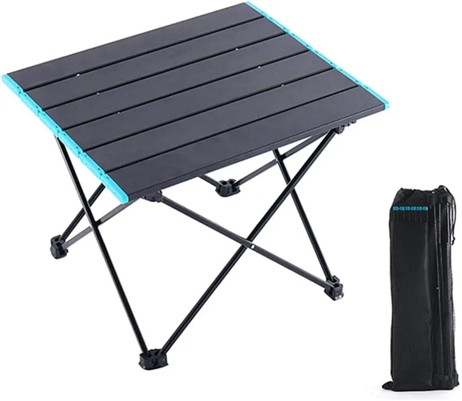 Portable Camping Table, Outdoor Easy to Clean Picnic Desk, Lightweight Folding Table with Aluminum Table Top and Carry Bag, Easy to Carry, Perfect for Picnic, Cooking, Beach, Fishing