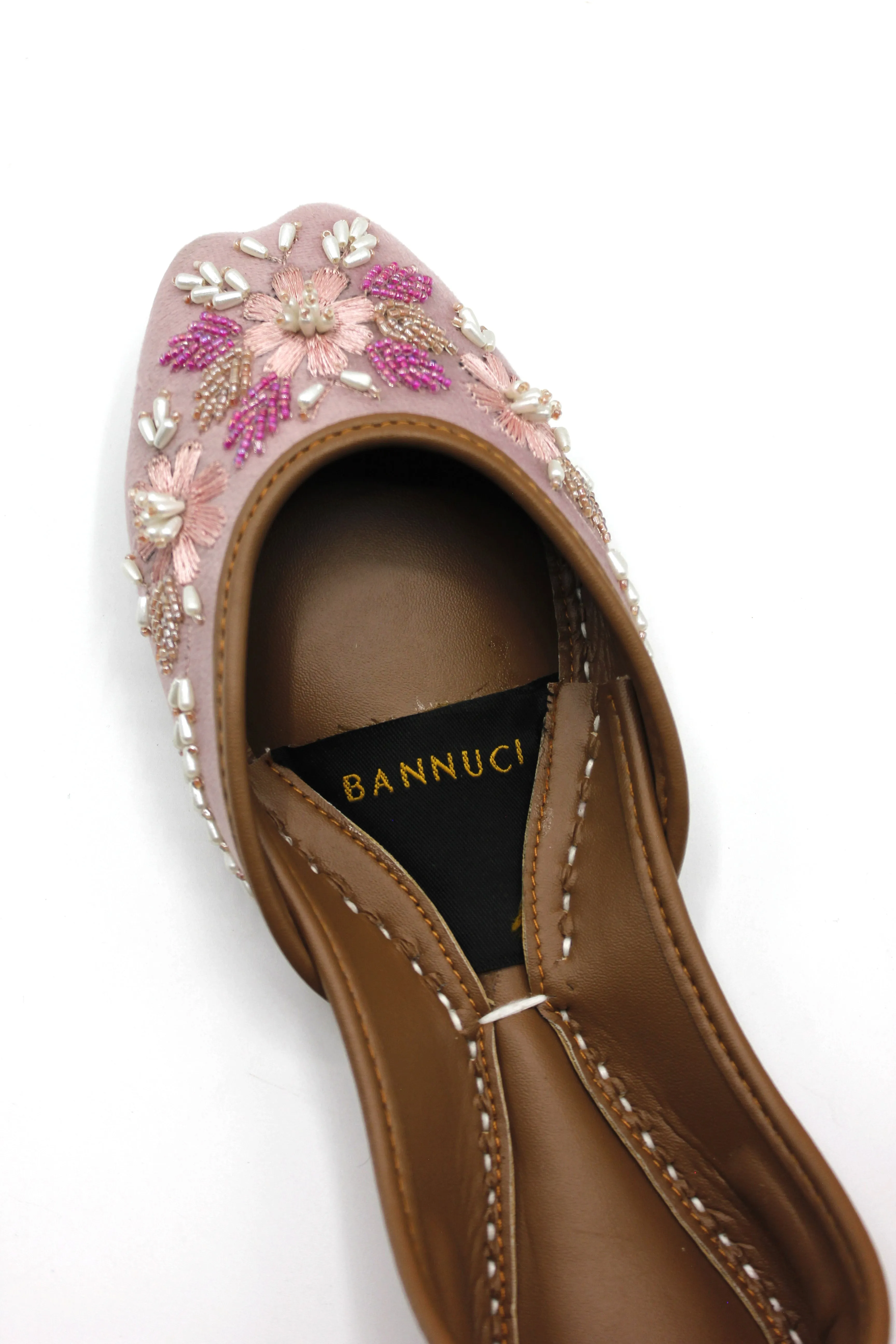 Premium Quality Light Pink Pearl Embellished Khussas