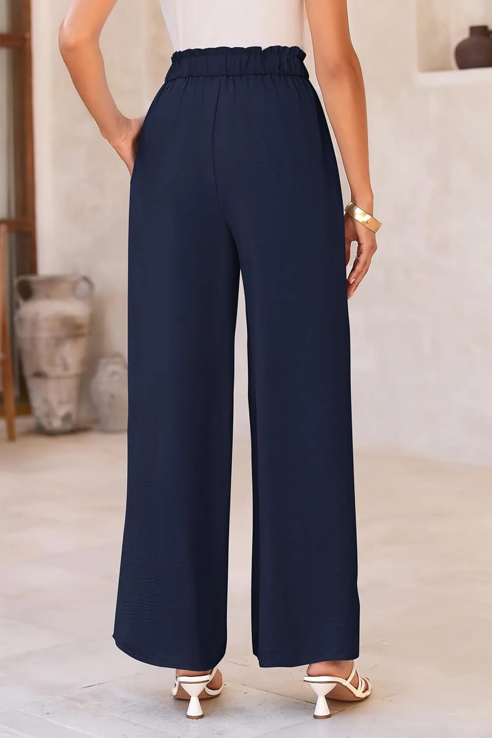 PRETTYGARDEN Women's Wide Leg Work Pants Business Casual High Waisted Loose Palazzo Trouser Summer Clothes