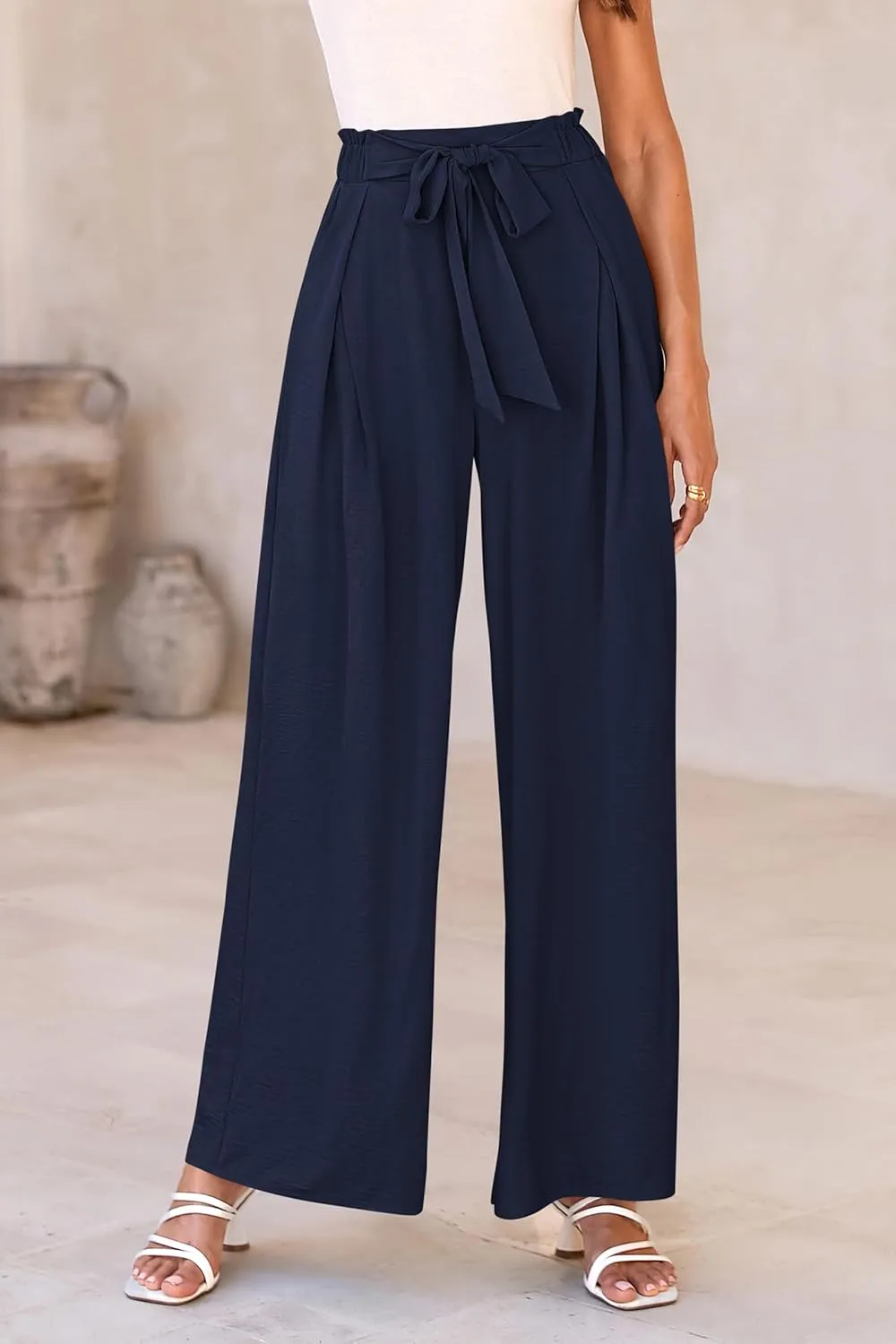 PRETTYGARDEN Women's Wide Leg Work Pants Business Casual High Waisted Loose Palazzo Trouser Summer Clothes