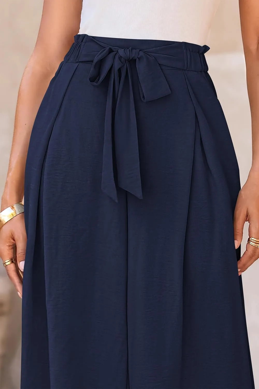 PRETTYGARDEN Women's Wide Leg Work Pants Business Casual High Waisted Loose Palazzo Trouser Summer Clothes
