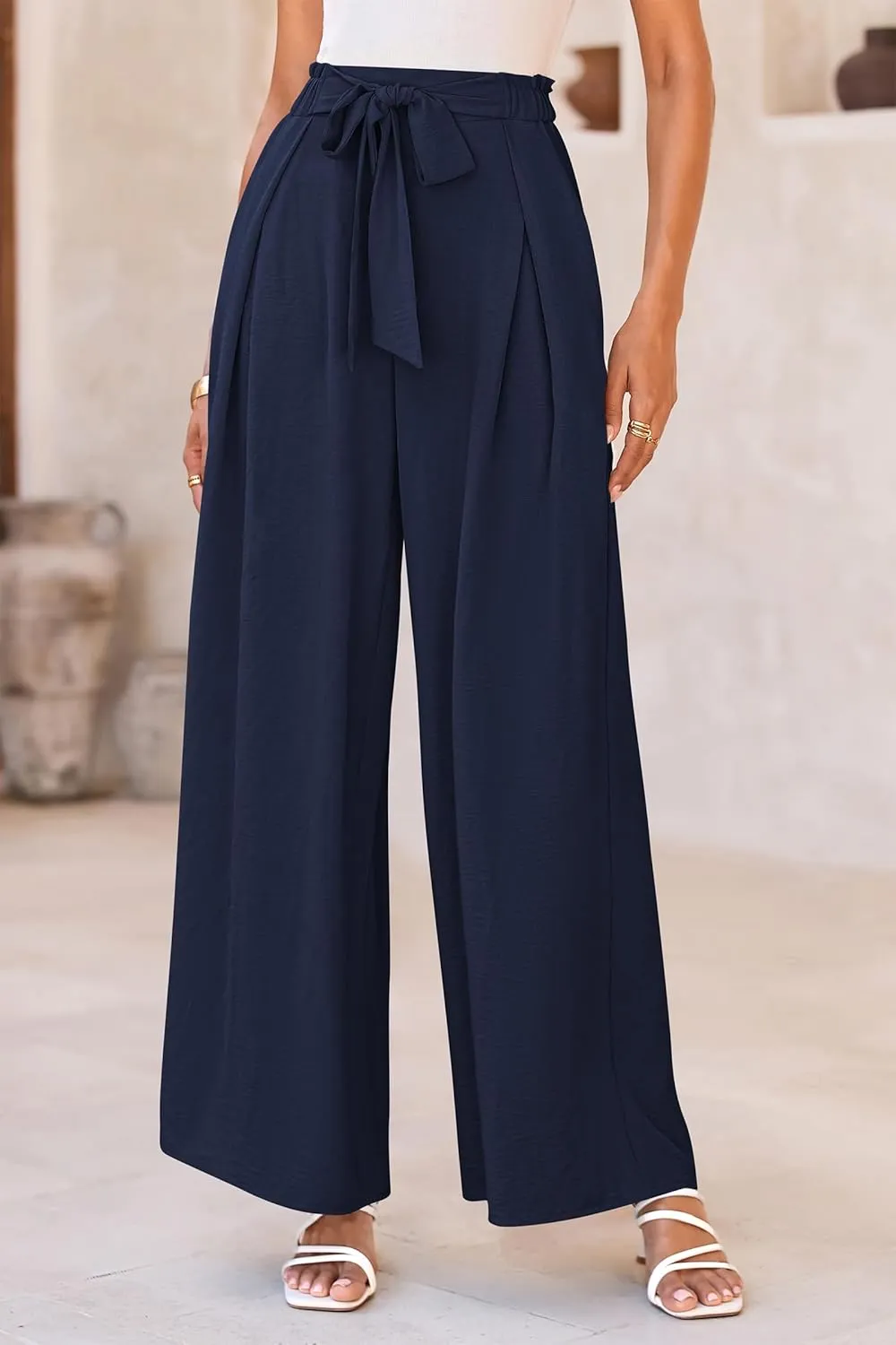 PRETTYGARDEN Women's Wide Leg Work Pants Business Casual High Waisted Loose Palazzo Trouser Summer Clothes