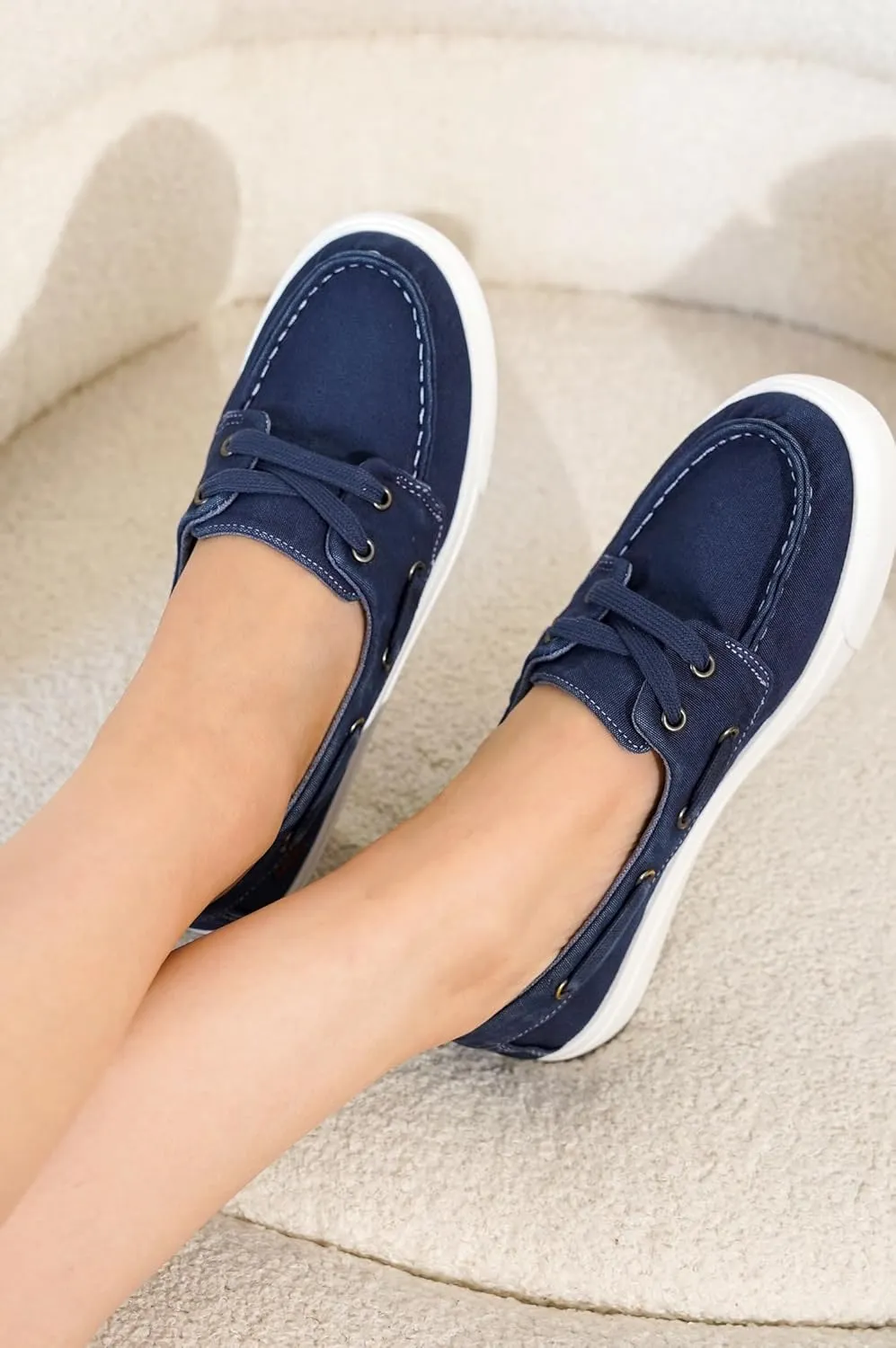 Project Cloud Sneakers for Women - Memory Foam Spring Shoes for Women Footwear - Slip-On Boat Shoes - Non Slip Fashion Sneakers - Lightweight Loafers (Seasalt)