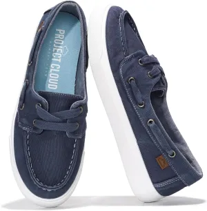 Project Cloud Sneakers for Women - Memory Foam Spring Shoes for Women Footwear - Slip-On Boat Shoes - Non Slip Fashion Sneakers - Lightweight Loafers (Seasalt)