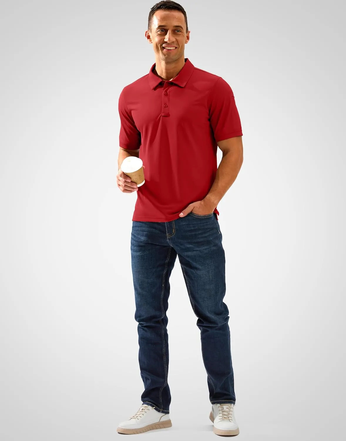 Pudolla Mens Tactical Shirts Short Sleeve Golf Work Polos Moisture Wicking Dry Collared Shirt Lightweight Polo Shirt