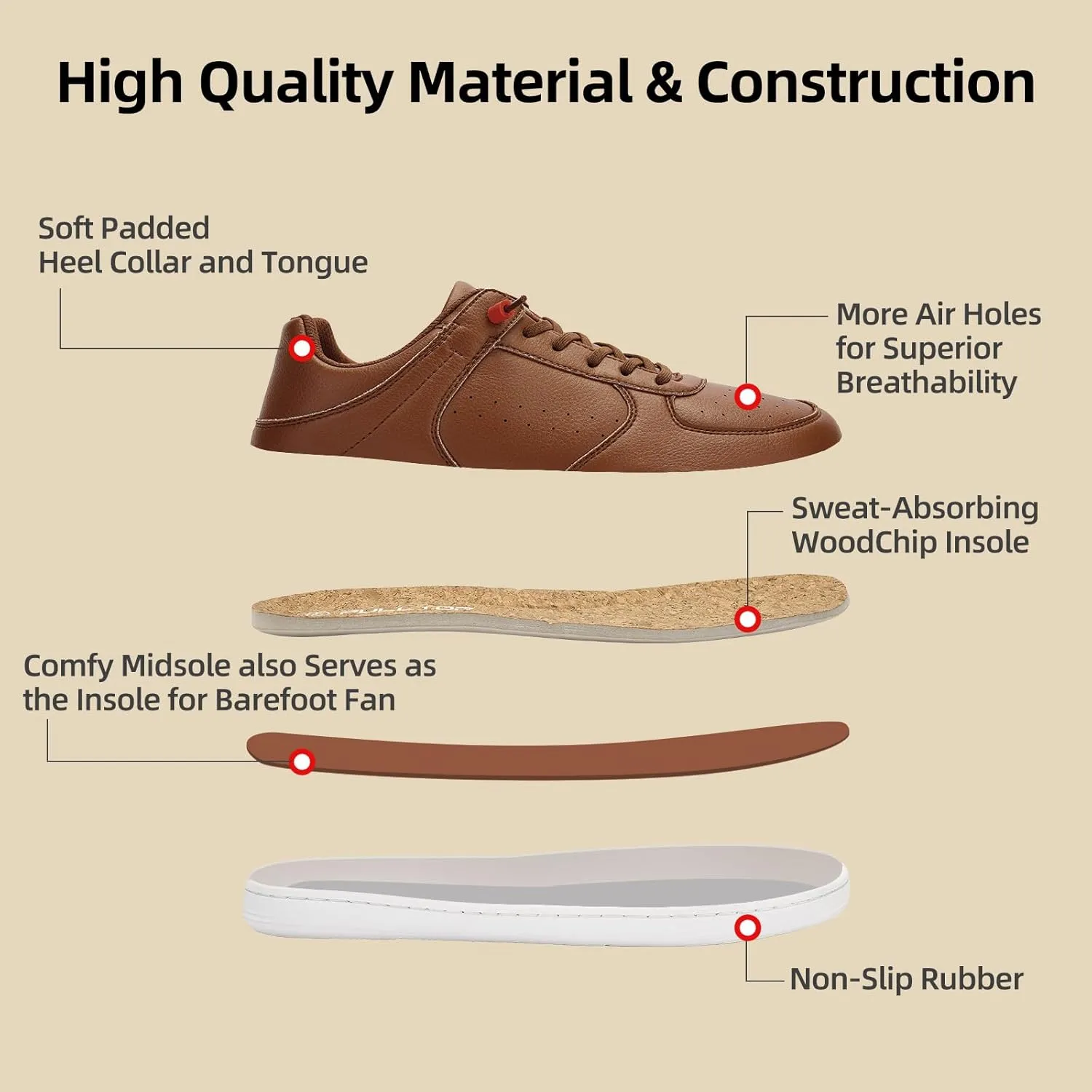 Pulltop Barefoot Wide Toe Box Shoes for Men - Minimalist Barefoot Dress Shoes Sneakers Zero Drop Slip on Walking Non Slip Shoes for Men