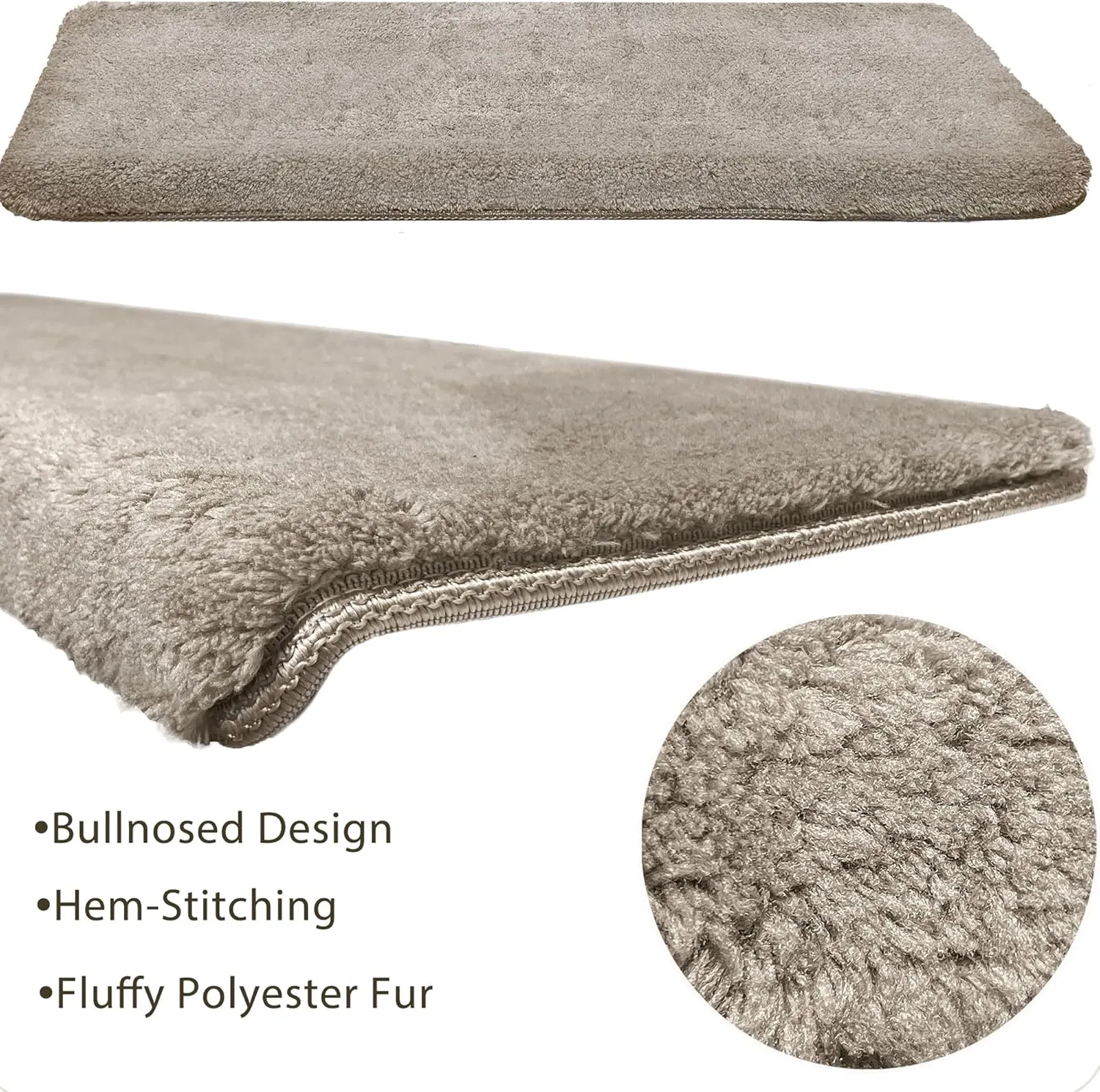 PURE ERA Carpet Stair Treads Ultra Plush 9.5" X 30"Soft Bullnose Indoor Stair Protectors Pet-Friendly Non-Slip Skid Resistant Tape Free Washable Reusable(2 Pieces, Cream Gray)