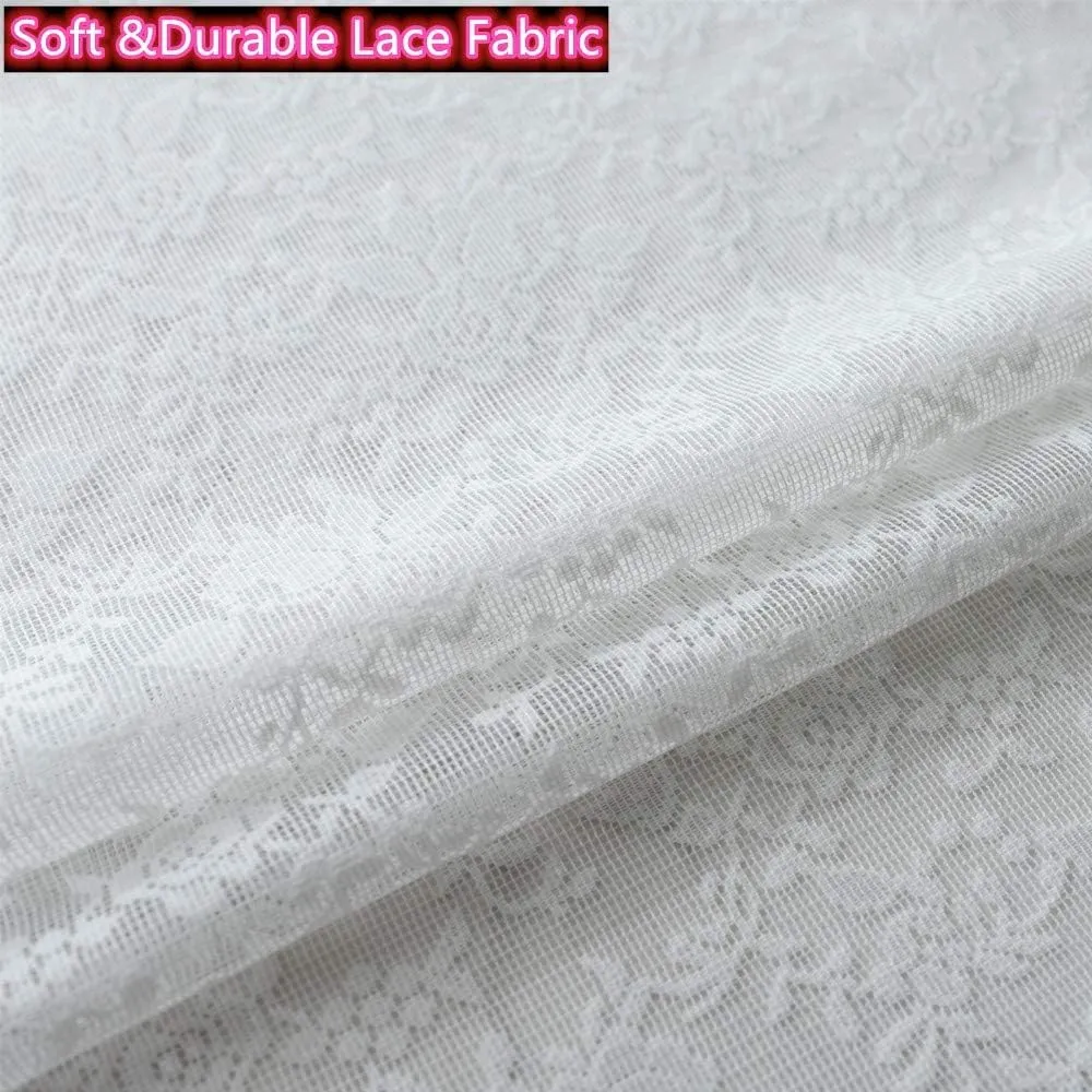 Pure White Floral Rose Vintage Lace Sheer Curtains Panel 63 Long - Rod Pocket Luxury Retro Sheer Country Window Sheer Knitted Lace Curtain Drapes for Living Room, 52 x 63 inch Length, 2 Panels, White
