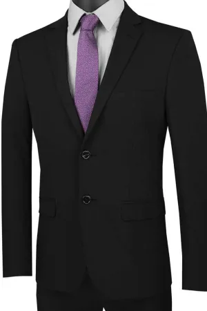"Vinci Men's Ultra Slim Fit Stretch Suit: The Refined Choice for Sophisticated Black"
