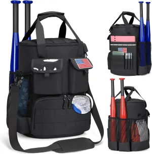 RAINSMORE Baseball Bucket Bag Baseball Coaches Accessories Organizer with Insulation Pocket Tactical Softball Bag with Anti-Slip Bottom, Multiple Pockets for Bat, Gloves, Scoreboards