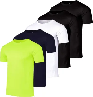Real Essentials 5 Pack Men’s Active Quick Dry Mesh Crew Neck T Shirts | Athletic Short Sleeve Tee (Available in Big & Tall)