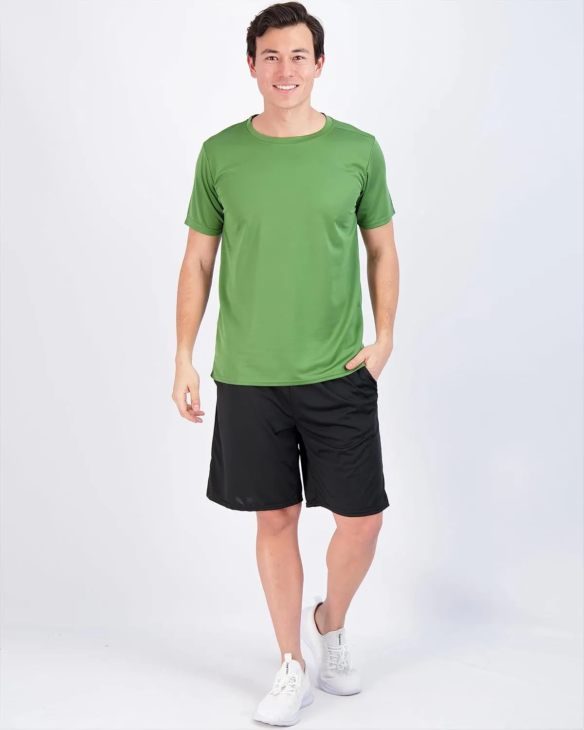 Real Essentials 5 Pack Men’s Active Quick Dry Mesh Crew Neck T Shirts | Athletic Short Sleeve Tee (Available in Big & Tall)