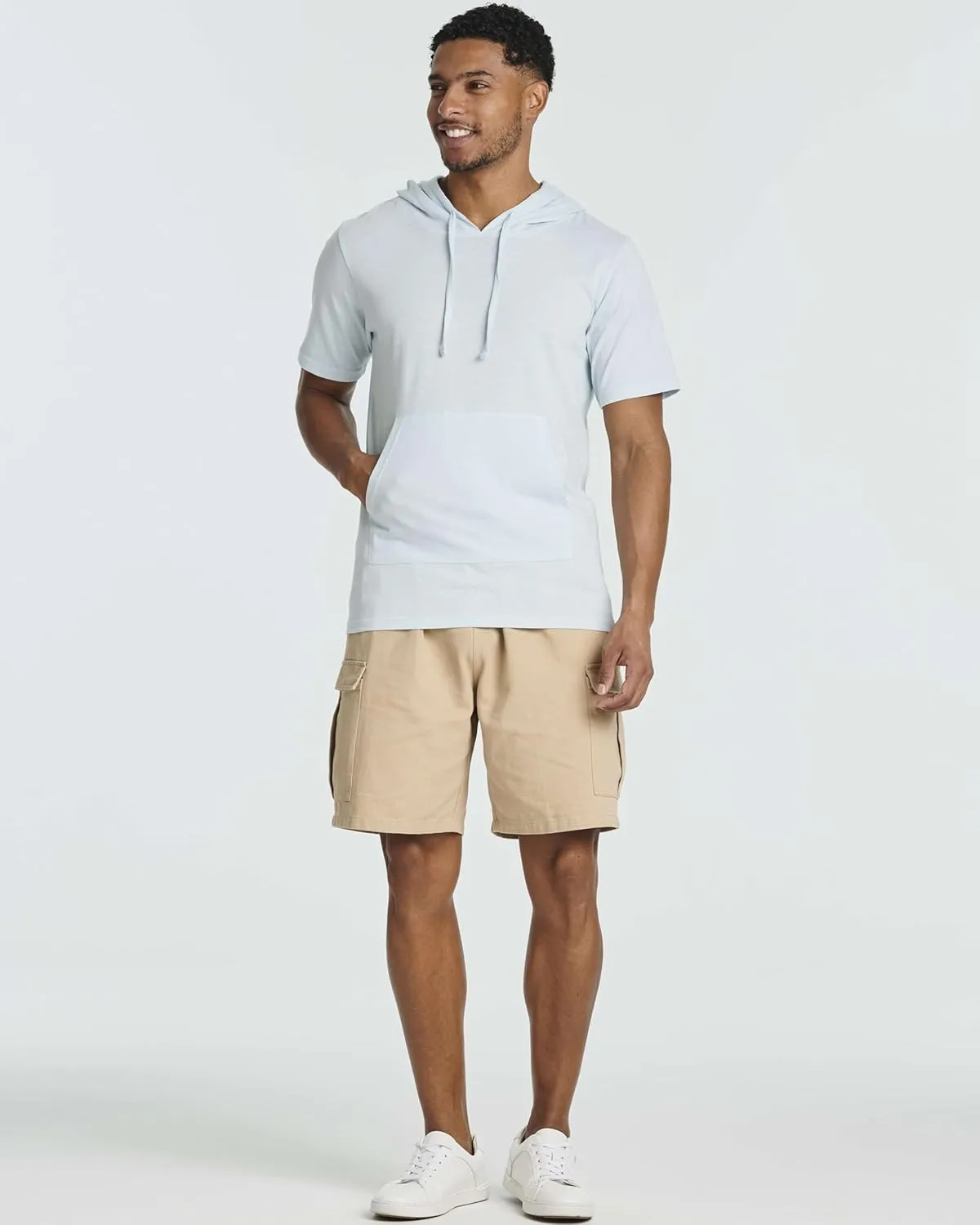 Real Essentials Men's Cotton Short-Sleeve Hoodie Hooded T-Shirt With Drawstring & Pockets (Available In Big & Tall)