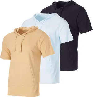 Real Essentials Men's Cotton Short-Sleeve Hoodie Hooded T-Shirt With Drawstring & Pockets (Available In Big & Tall)