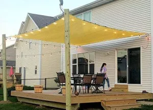 Rectangle Sun Shade Sail Canopy, 8' x 10' Patio Shade Cloth Outdoor Cover - Sunshade Fabric Awning Shelter for Pergola Backyard Garden Carport (Sand)