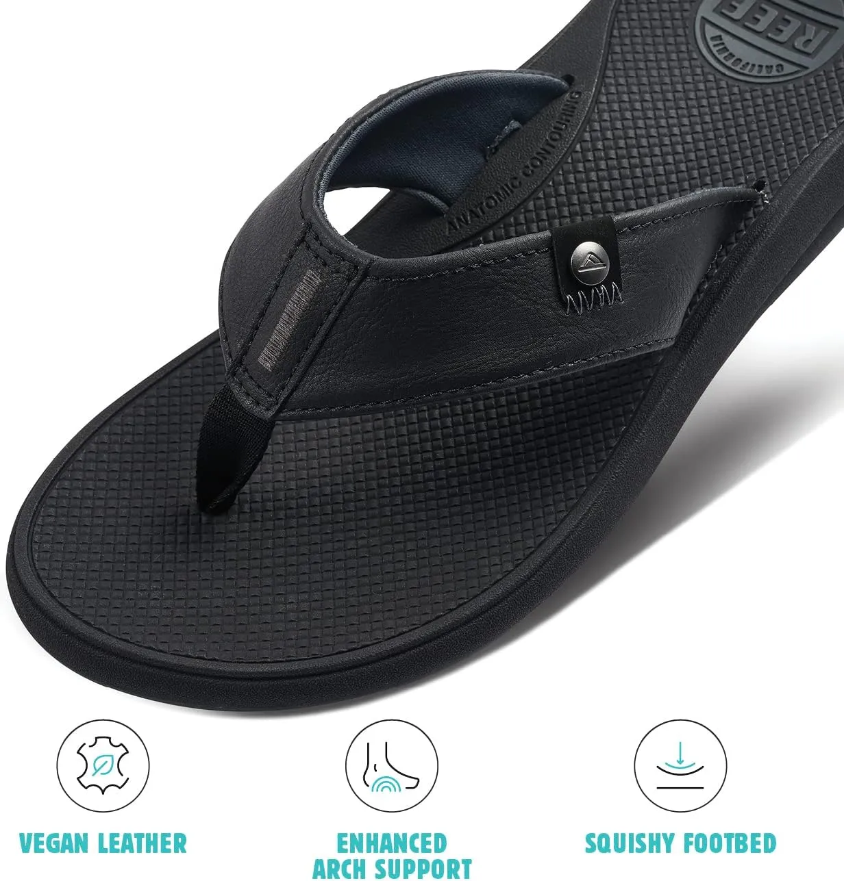 REEF Phantom Nias Men's Beach Flip Flop, Lightweight & Soft and Supportive Molded Footbed
