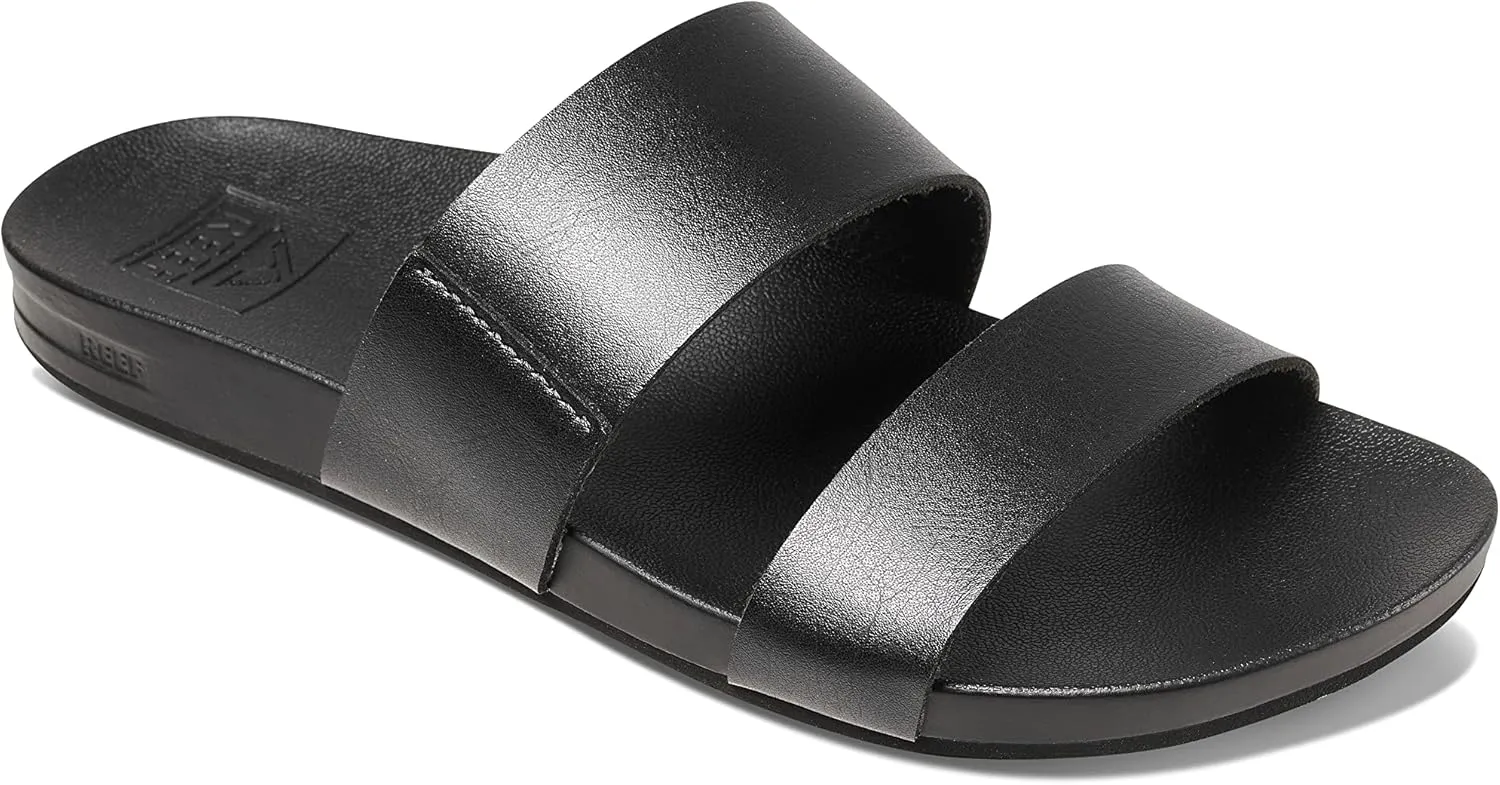 Reef Women's Cushion Vista Fashion Slide Sandal, Vegan Leather Strap, Soft Footbed