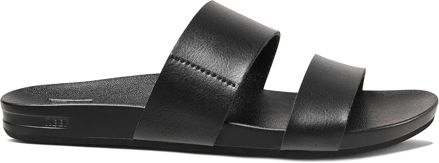 Reef Women's Cushion Vista Fashion Slide Sandal, Vegan Leather Strap, Soft Footbed