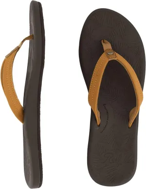 REEF Womens Tides Vegan Leather Flip Flops - Brown - 6 US