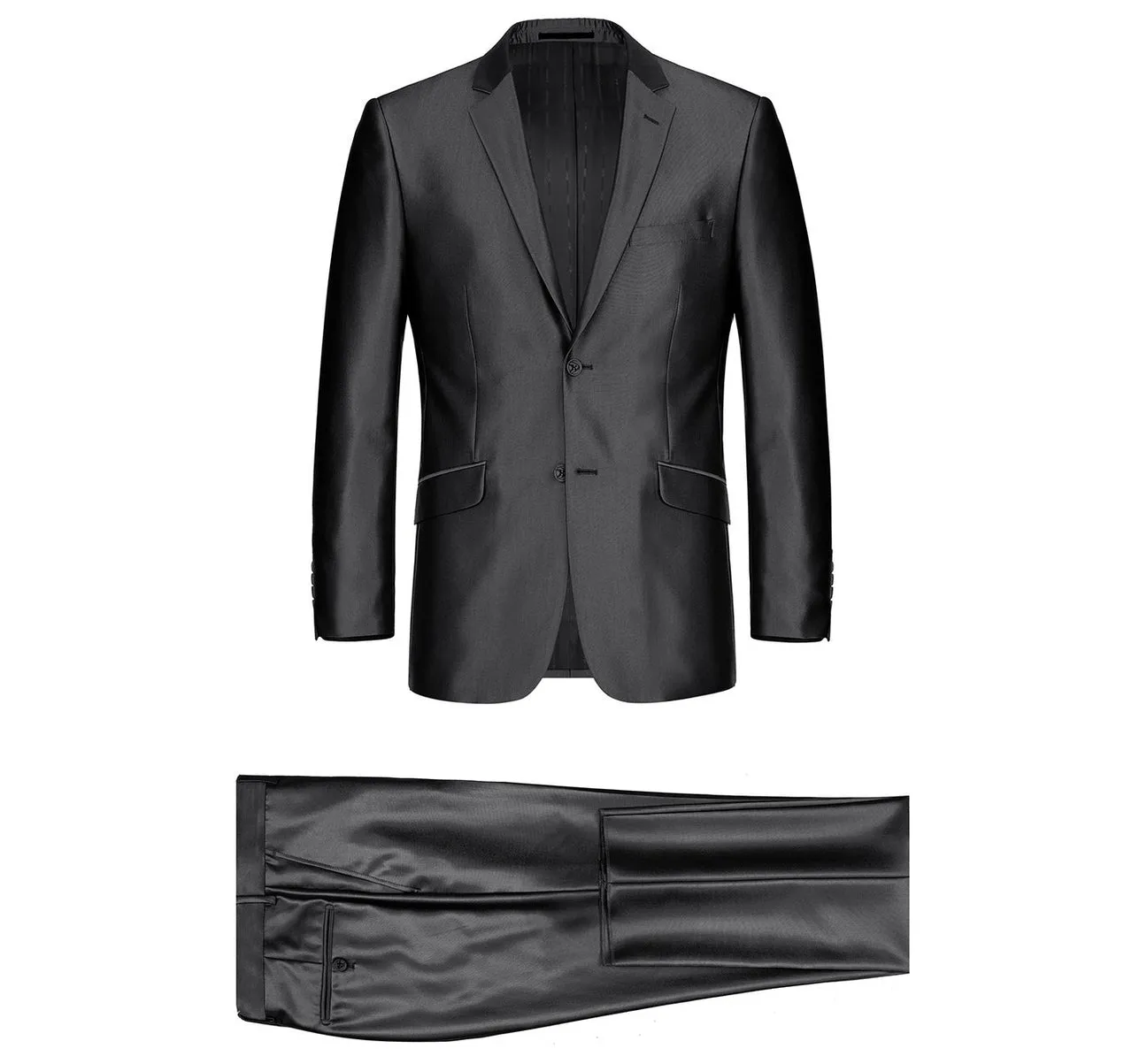 Renoir 207-1  Sharkskin Italian Styled Two Piece Slim Fit Suit