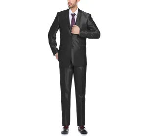 Renoir 207-1  Sharkskin Italian Styled Two Piece Slim Fit Suit