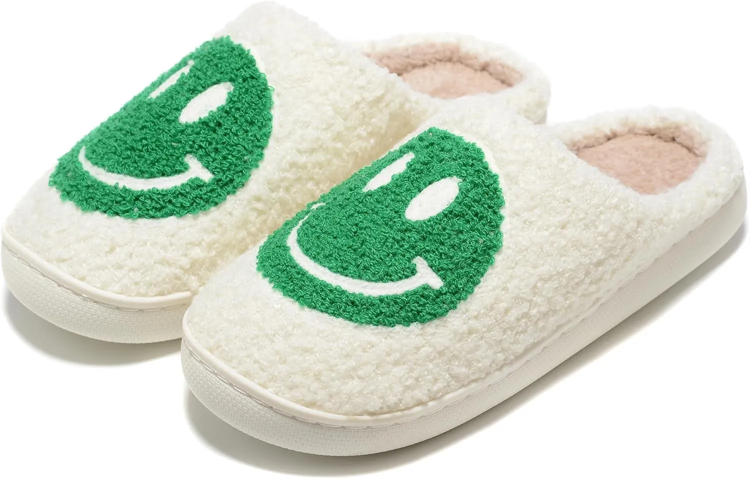 Retro Fuzzy Face Slippers Women Men Non-Slip Couple Style Casual Smile Face Slippers Retro Soft Fluffy Warm Home Lightweight Slip-on Cute Cozy Indoor Outdoor Memory Foam Face Slippers