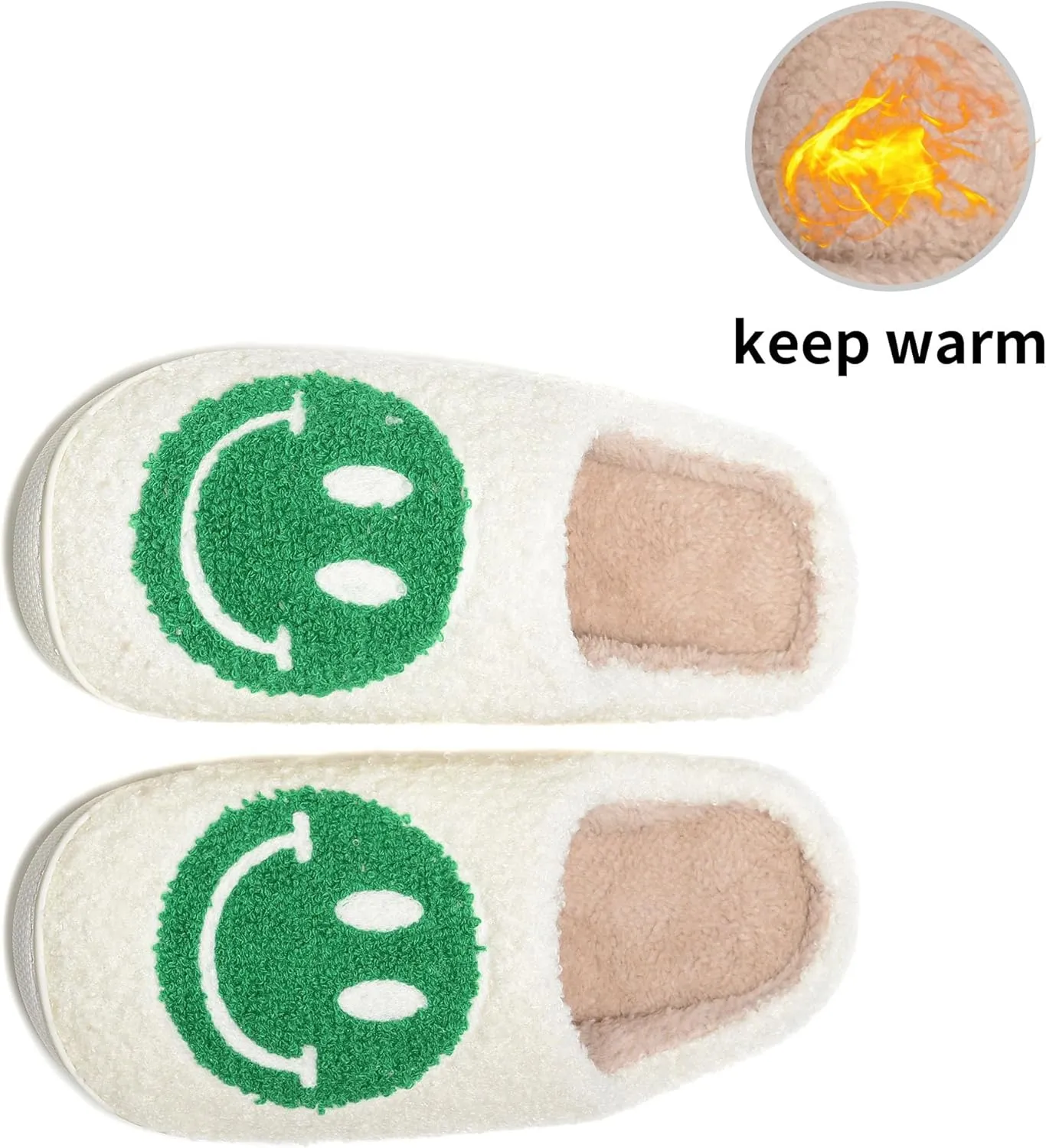 Retro Fuzzy Face Slippers Women Men Non-Slip Couple Style Casual Smile Face Slippers Retro Soft Fluffy Warm Home Lightweight Slip-on Cute Cozy Indoor Outdoor Memory Foam Face Slippers