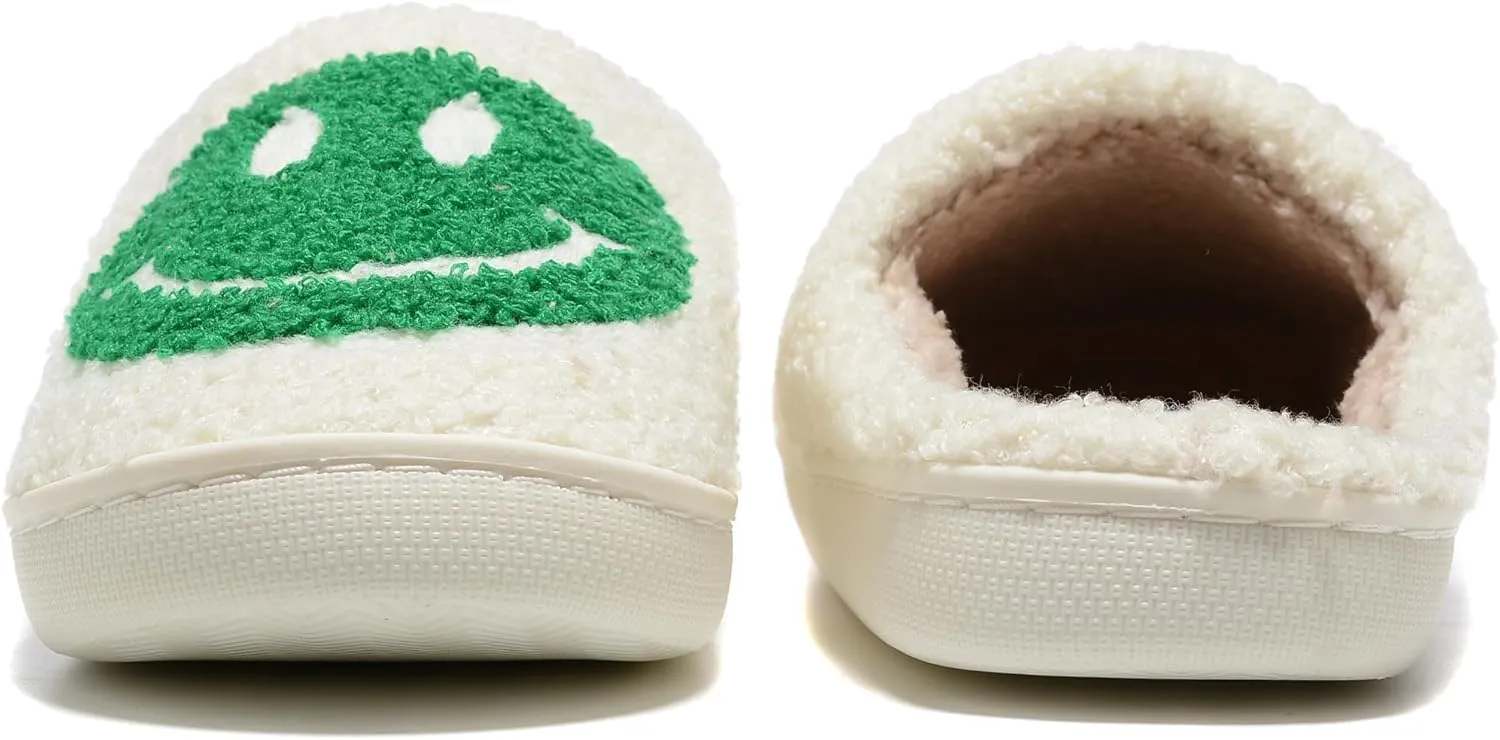Retro Fuzzy Face Slippers Women Men Non-Slip Couple Style Casual Smile Face Slippers Retro Soft Fluffy Warm Home Lightweight Slip-on Cute Cozy Indoor Outdoor Memory Foam Face Slippers