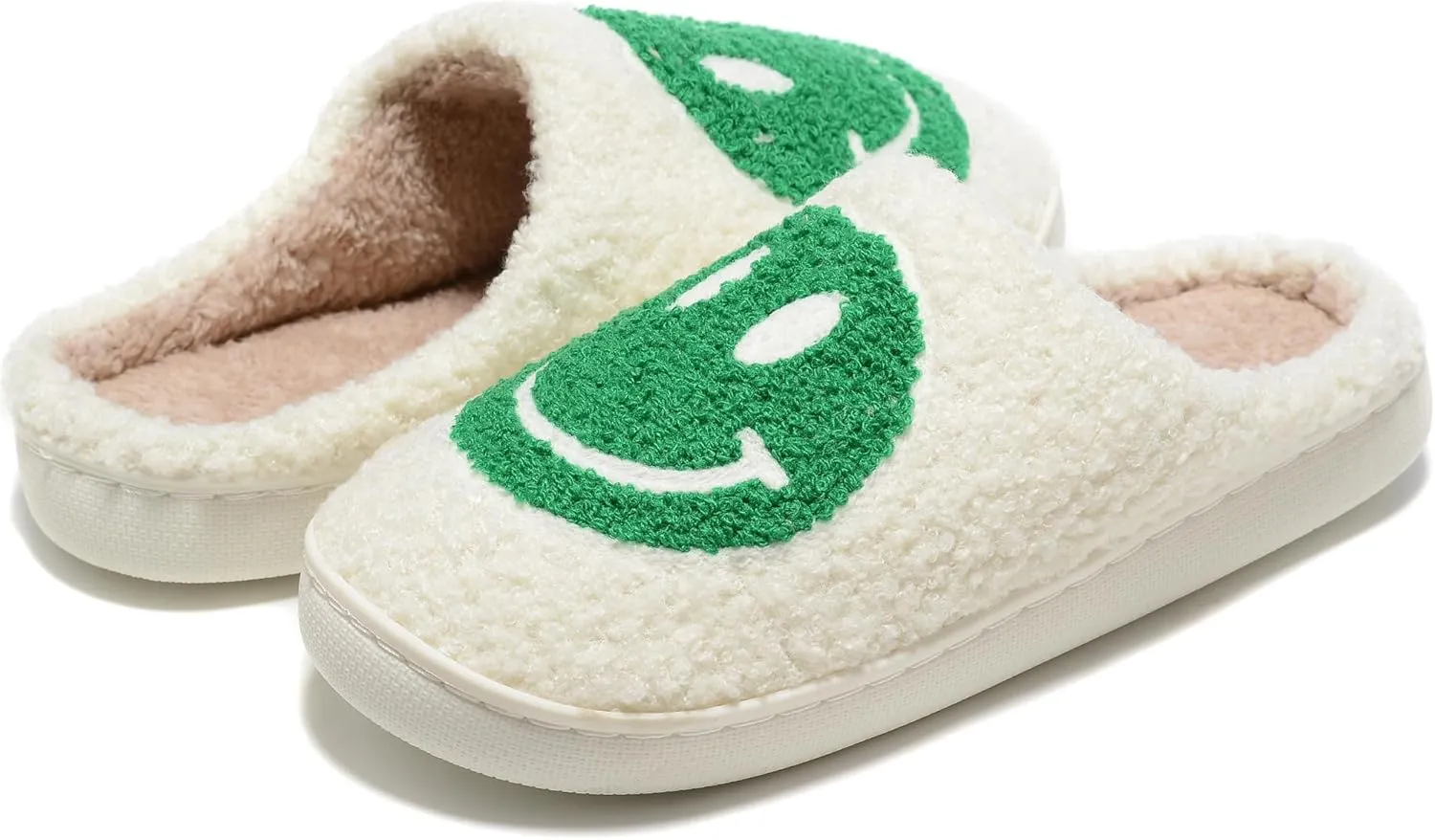 Retro Fuzzy Face Slippers Women Men Non-Slip Couple Style Casual Smile Face Slippers Retro Soft Fluffy Warm Home Lightweight Slip-on Cute Cozy Indoor Outdoor Memory Foam Face Slippers