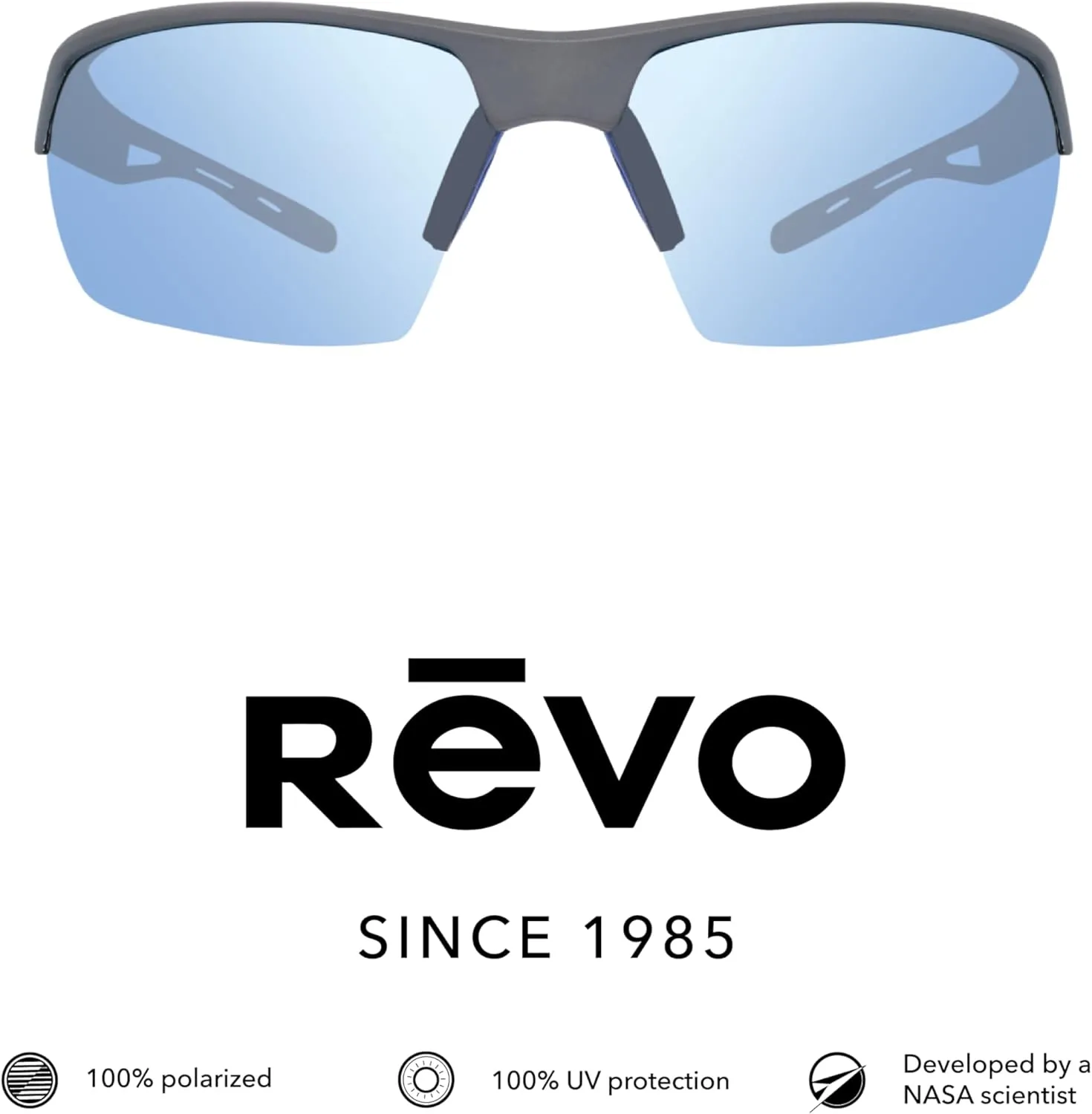 Revo Sunglasses Jett: Polarized Lens with Semi-Rimless Rectangle Wrap Frame