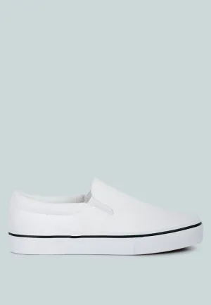 Riddler White Slip On Canvas Sneakers