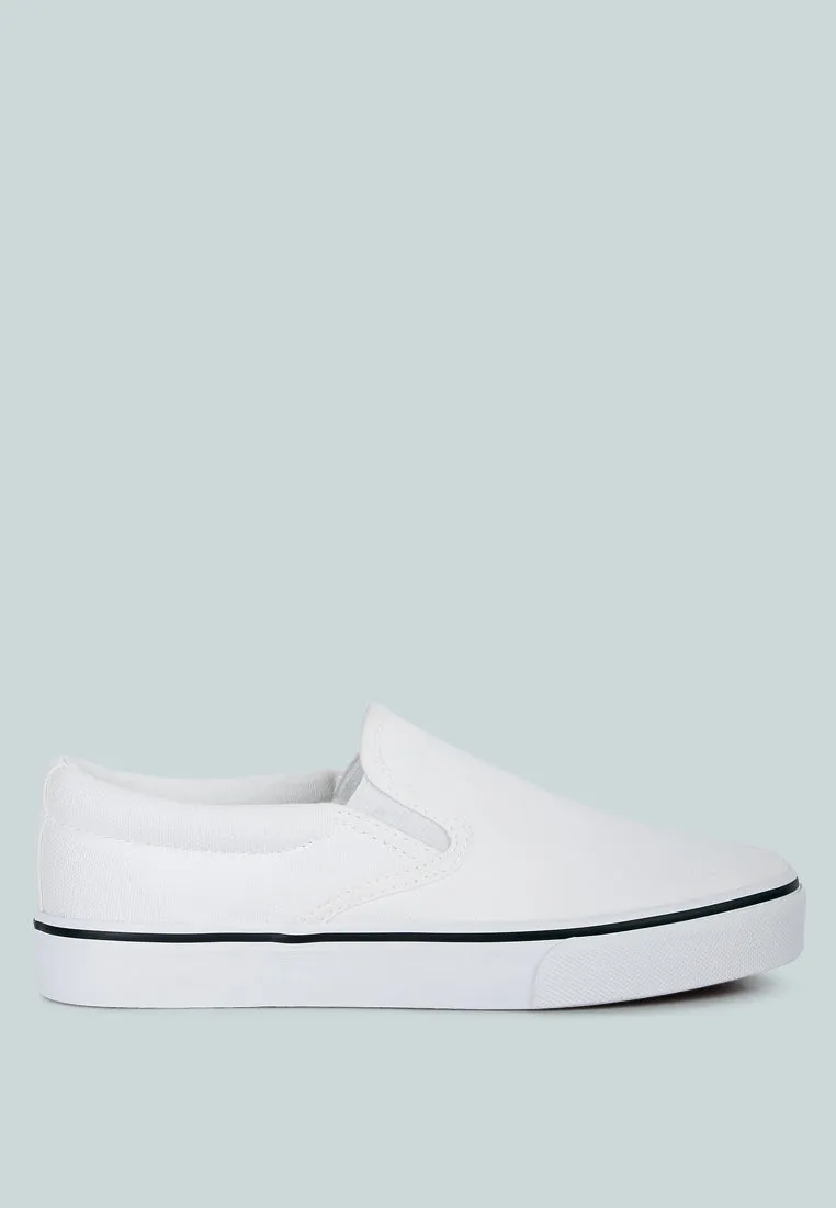 Riddler White Slip On Canvas Sneakers