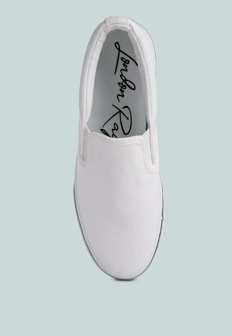 Riddler White Slip On Canvas Sneakers