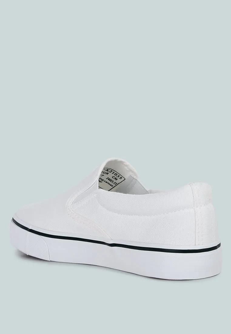 Riddler White Slip On Canvas Sneakers