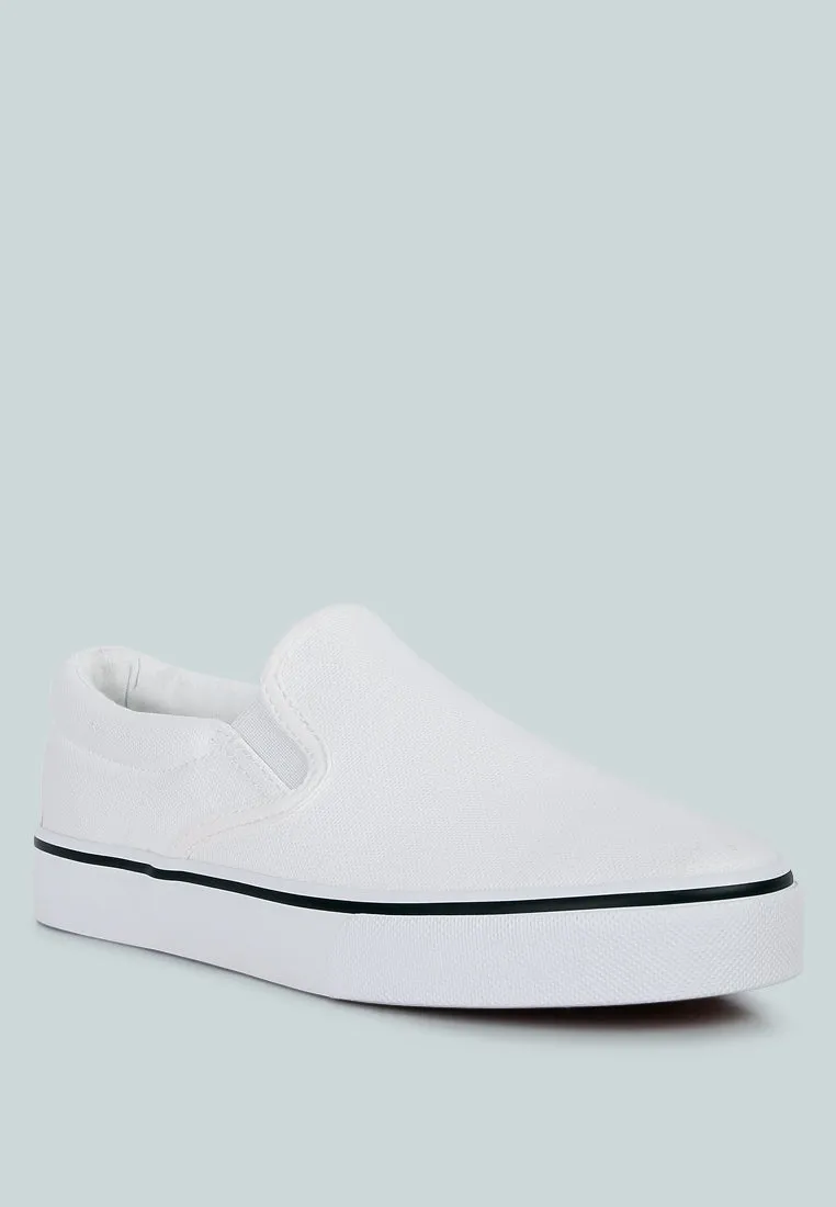 Riddler White Slip On Canvas Sneakers
