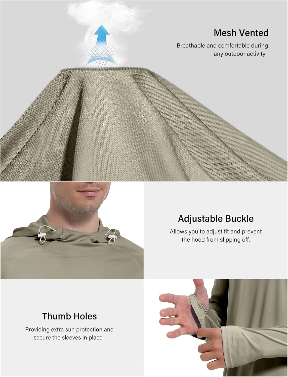 Roadbox UPF 50  Sun Protection Hoodie Shirt, Outdoor Fishing SPF UV Long Sleeve Shirts, Quick Dry Hiking Running Rash Guard