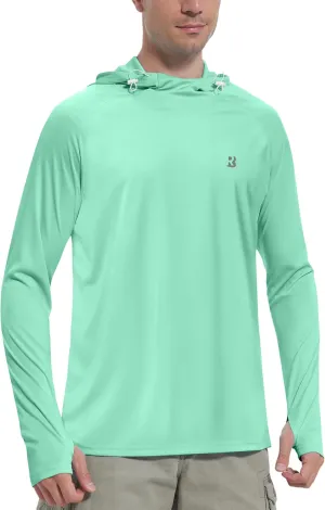 Roadbox UPF 50  Sun Protection Hoodie Shirt, Outdoor Fishing SPF UV Long Sleeve Shirts, Quick Dry Hiking Running Rash Guard