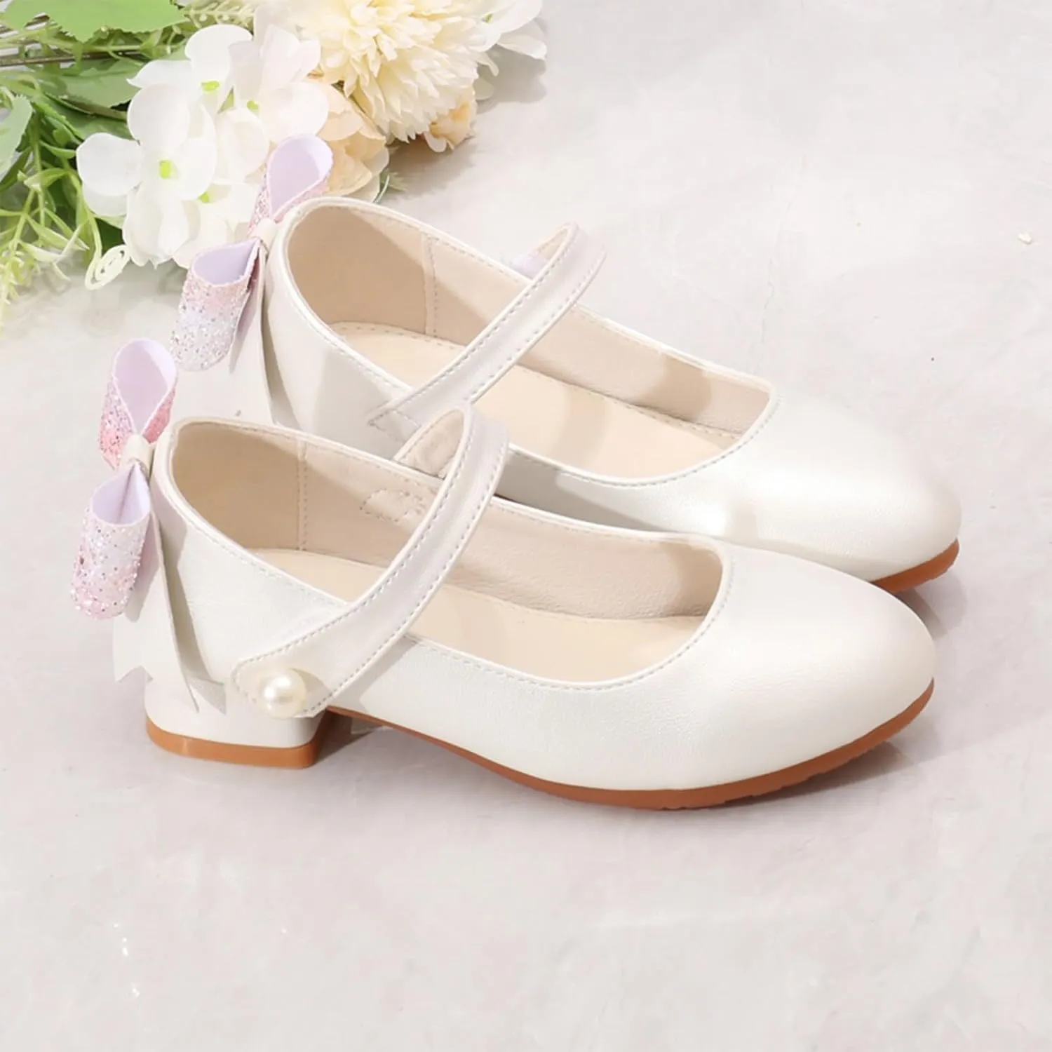 Round Head Mary Jane Shoes for Girls Fashionable Ballet Soft Leather Retro Versatile Literary High Heels Sandals Girls