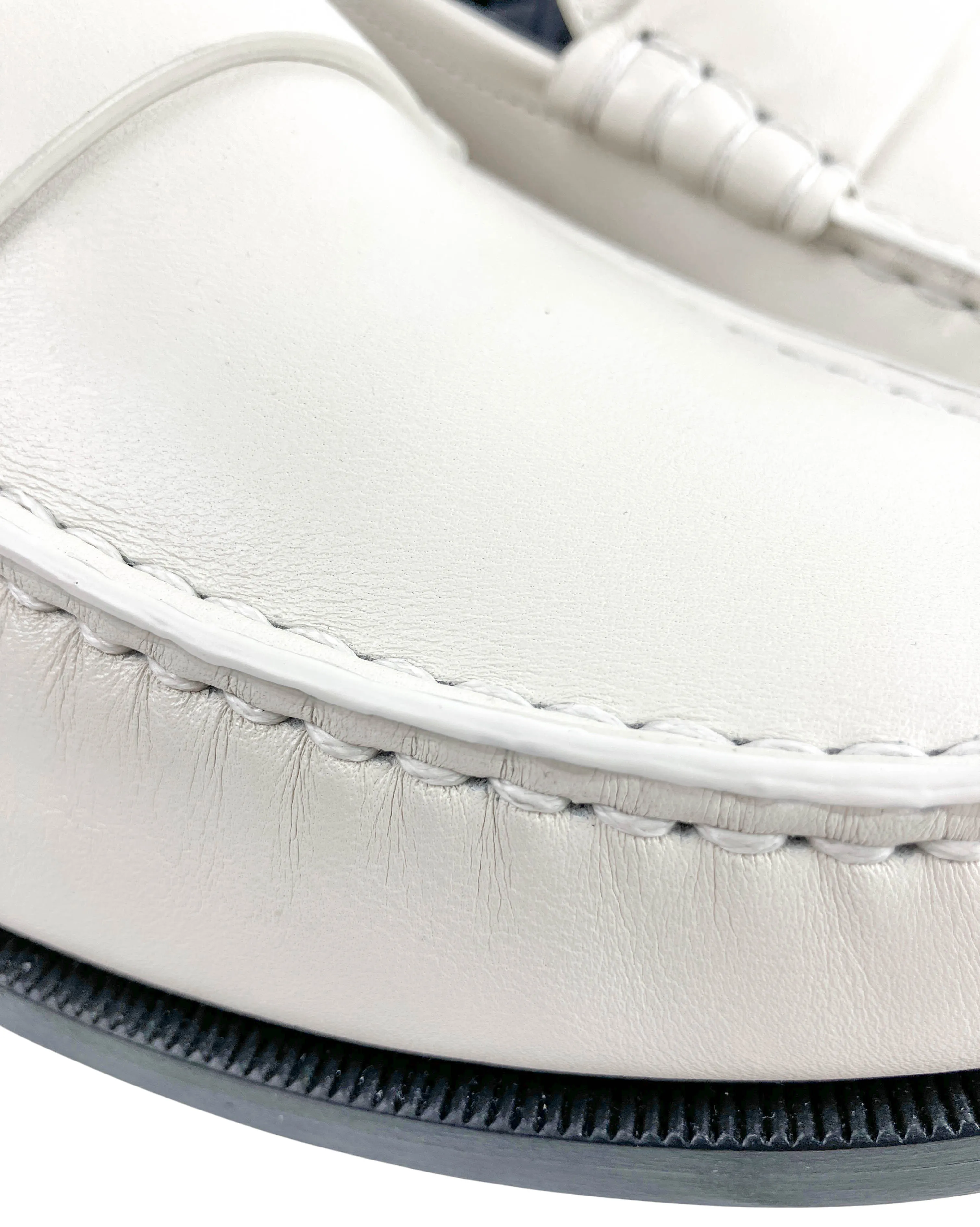 Saint Laurent Leather Loafers in Pearl
