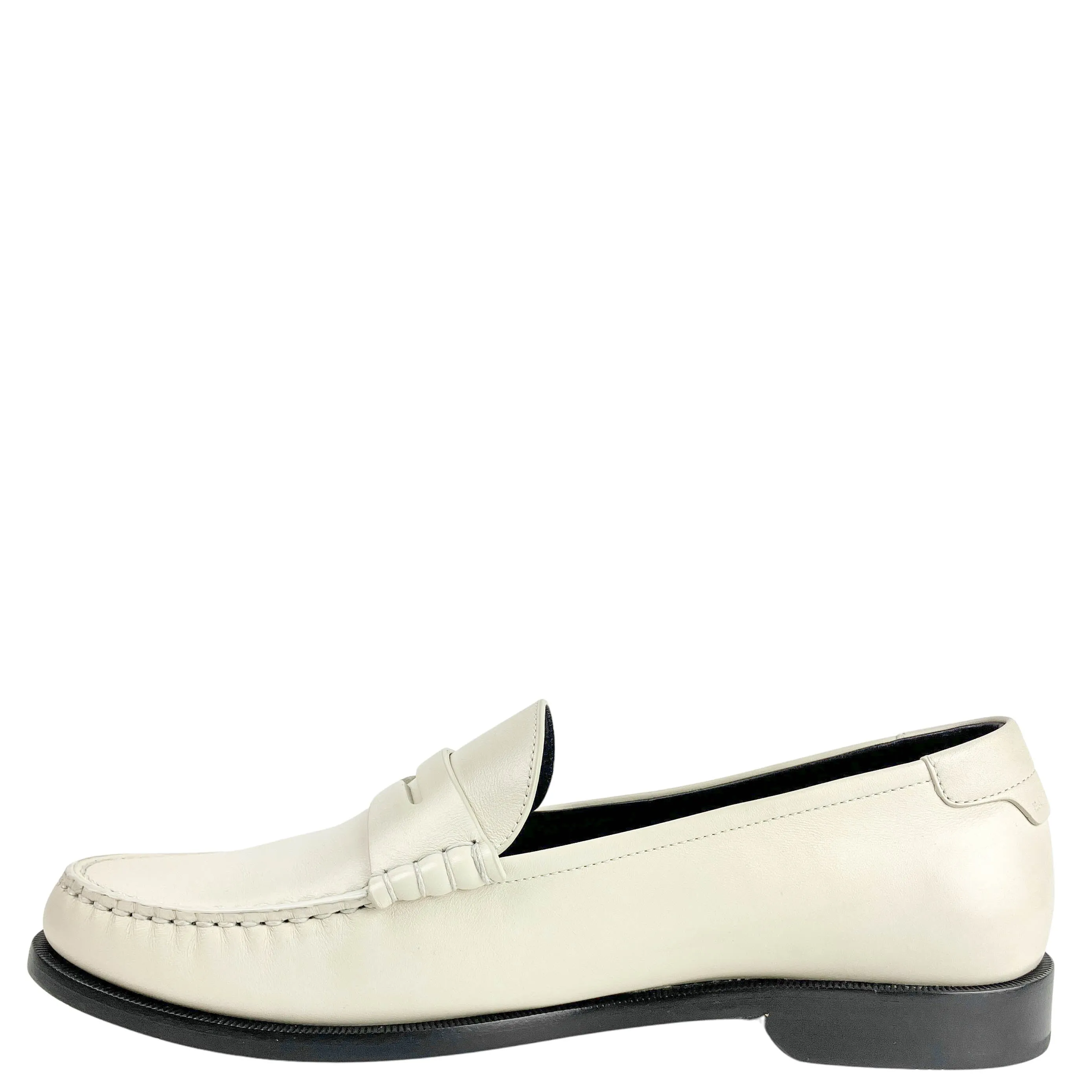 Saint Laurent Leather Loafers in Pearl