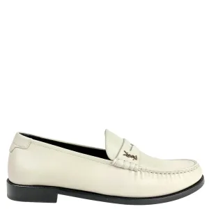 Saint Laurent Leather Loafers in Pearl
